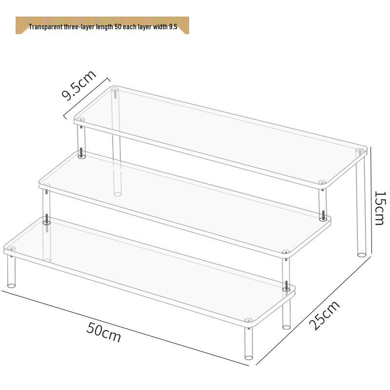 Acrylic Three-Tier Handheld Display Stand for Pop Mart Dolls, Jasmine Cosmetics, Wallets, and Jewelry