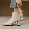 Fashion NEW Autumn Women Boots Pointed Toe Chunky Heel Boots Genuine Leather Shoes for Women Elegent Ankle Boots High Heel Female Boots