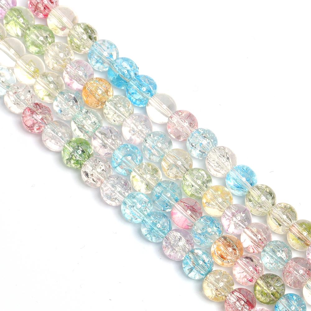 38-45pcs/lot 8 10mm Round Glass Floral Beads Colorful Loose Spacer Beads For Jewelry Making DIY Bracelet Necklace Accessories