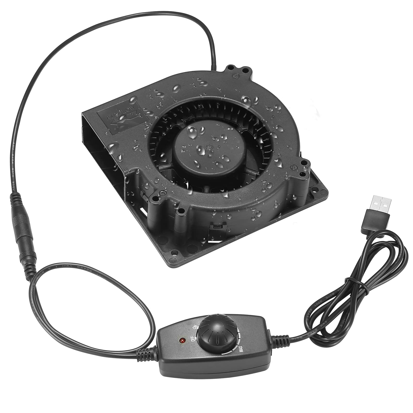 

12cm 5V USB Brushless Cooling Air for Fire and Outdoor Adjustable 1 Piece Blower, Fan, Compact, High-Volume Blower, 12032, Splash-Resistant,