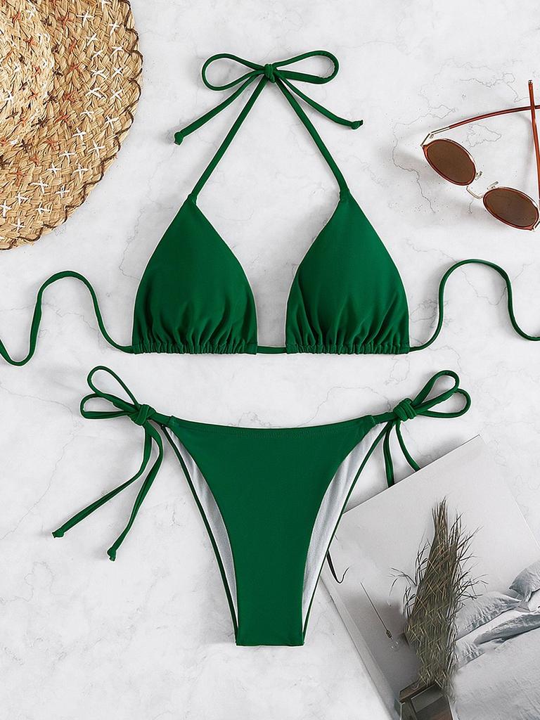 New multi-color neck strap hot spring bikini sexy split swimsuit