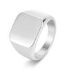 Men's Engravable Signet Ring For Men Brutalist Square Design Stainless Steel Wedding Band Hypoallergenic Jewelry