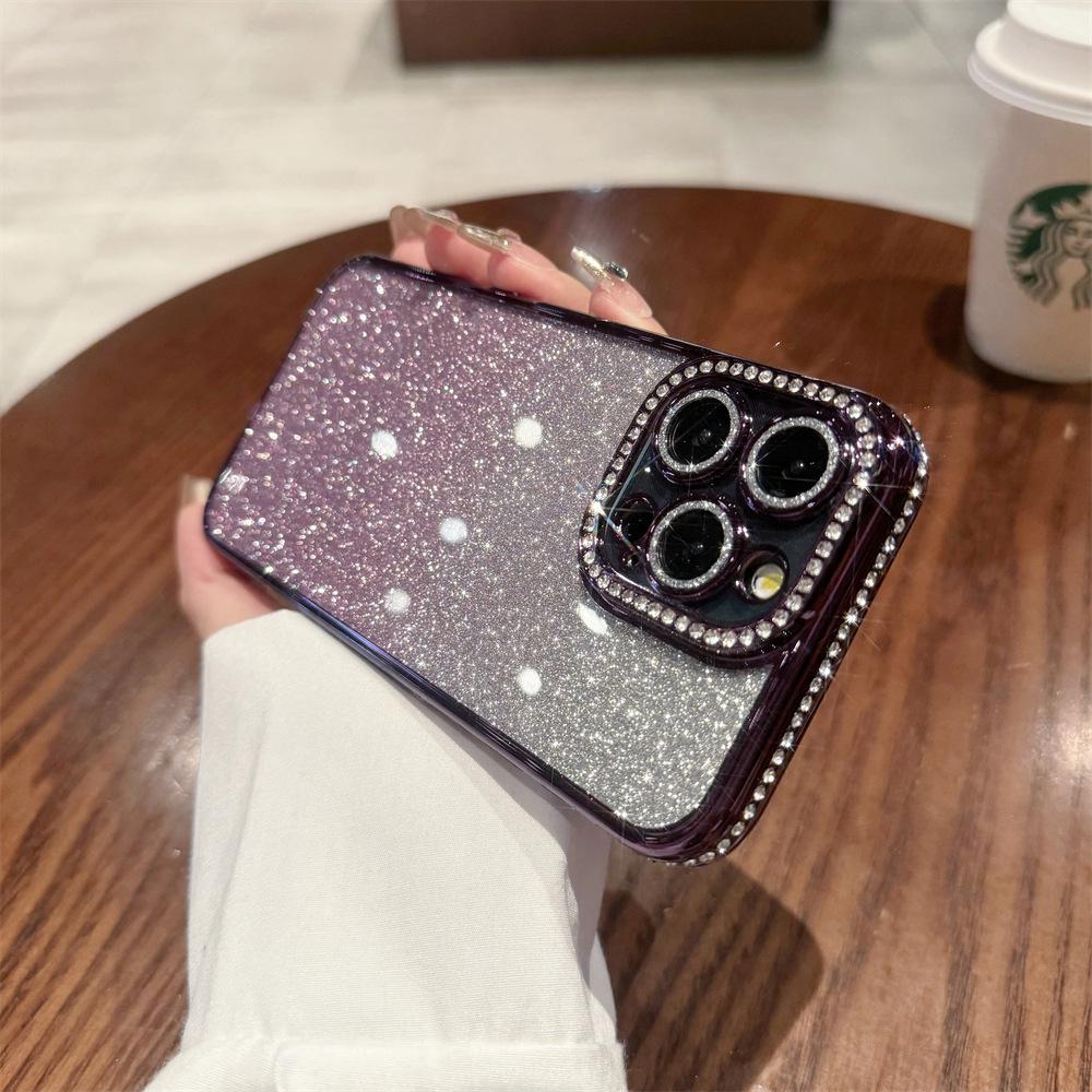 iPhone 16/17 Pro Max Glitter Rhinestone Gradient Protective Case - Full Coverage