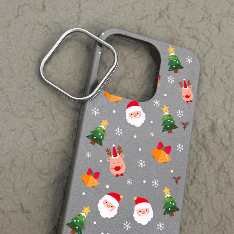 Skinnteksturskall for iPhone 16 15 Pro 14 13 12 11 Pro Max Xs Max Xr 8 7 6 Plus Cartoon Santa Claus Elk Mønster Støtsikker Myk Tpu Slim Cover