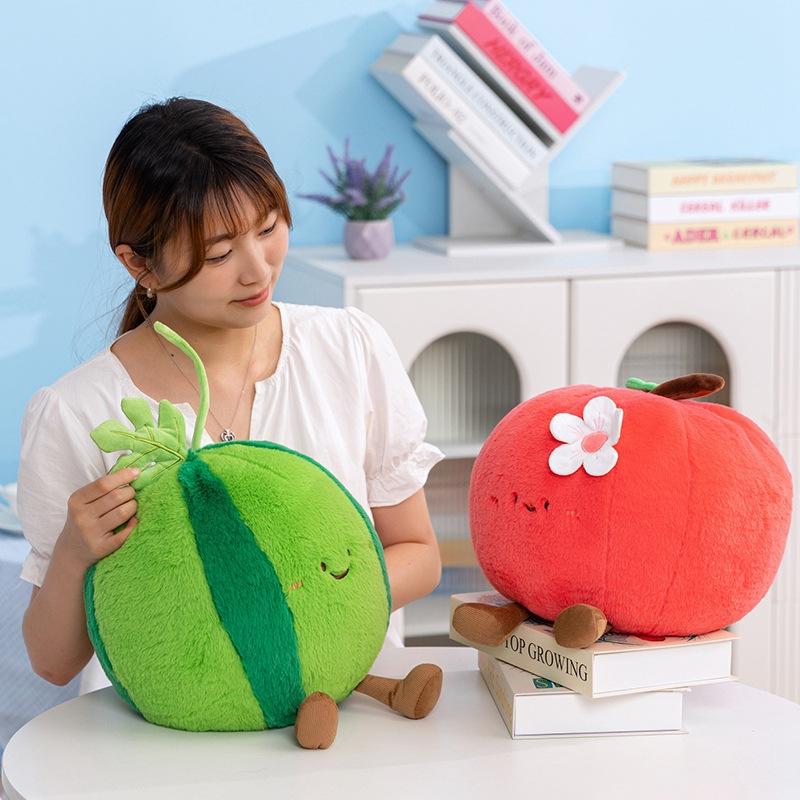 Fruit Dumpling Throw Pillow Cute Soft Pineapple Strawberry Apple Coconut Plush Toy Home Pillow