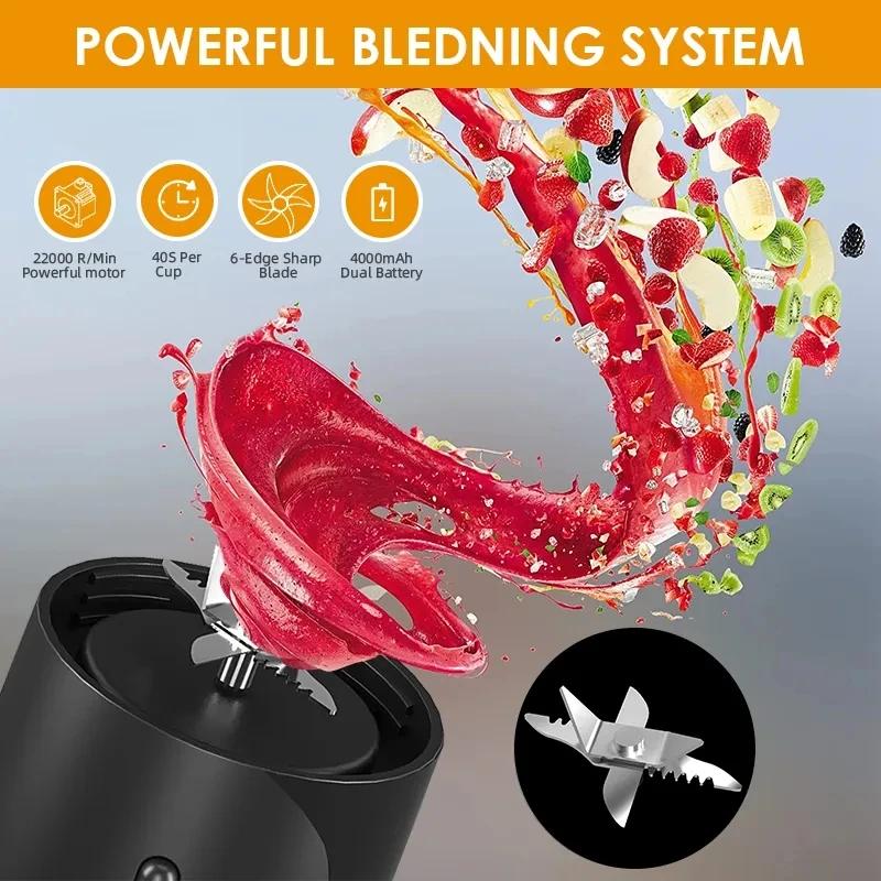 Nuovo Frullatore Portatile Frullatore per Succo Fresco Elettrico Ricarica Wireless Mini Frullatori per Frutta Spremiagrumi Tazza Frullatore Frullatore per Frullati Ma