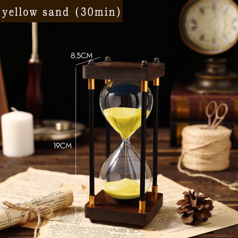 Klasická dřevěná přesýpací hodina: 60min & 30min pro domácí nebo kancelářskou výzdobu, minimalistický styl