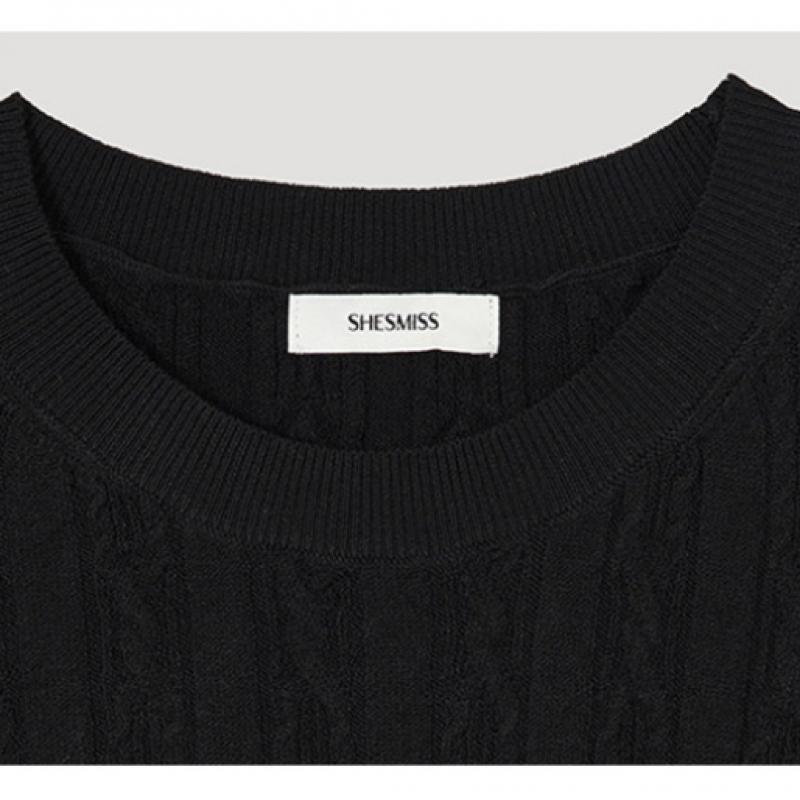 She S miSS Cable Half Sleeve Knit SSkpop11030 Bk