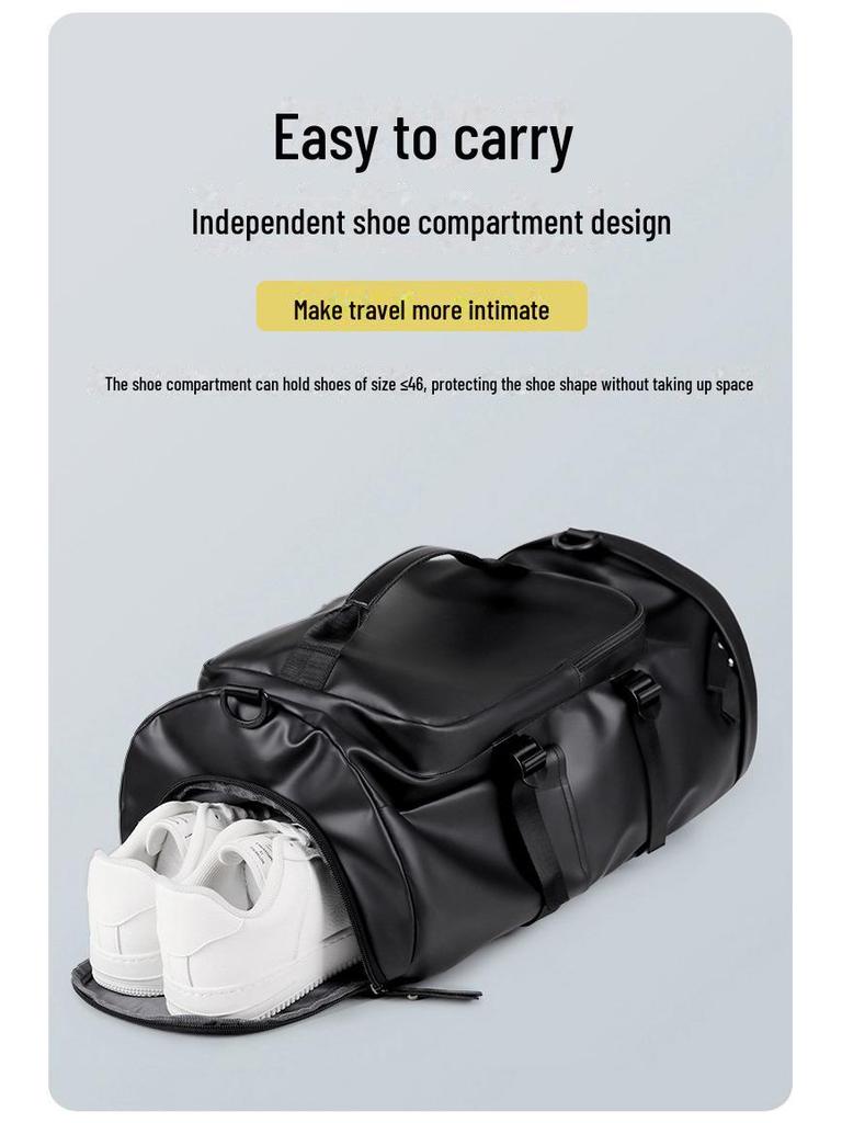 Stylish Leather Travel Bag: Portable, Large Capacity, Dry & Wet Separation, Lightweight Fitness Bag with Double Straps