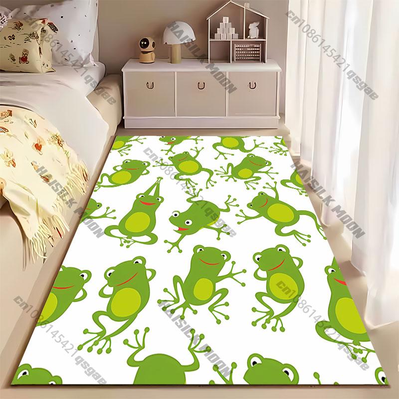 Happy Playful Frogs Pattern Carpet Yoga Living Room Room Decor Children's Crawling Mat Doormat Area Rug Games Mat