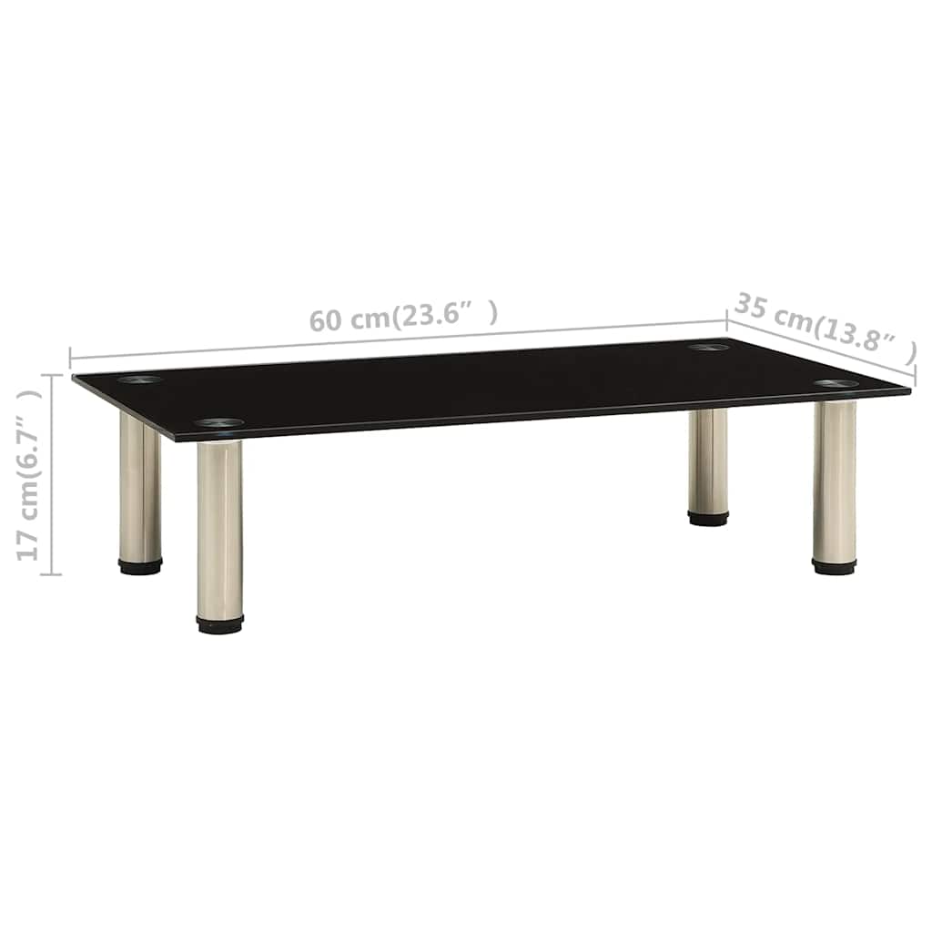 TV Stand 60 X 35 X 17 Cm Black Tempered Glass
