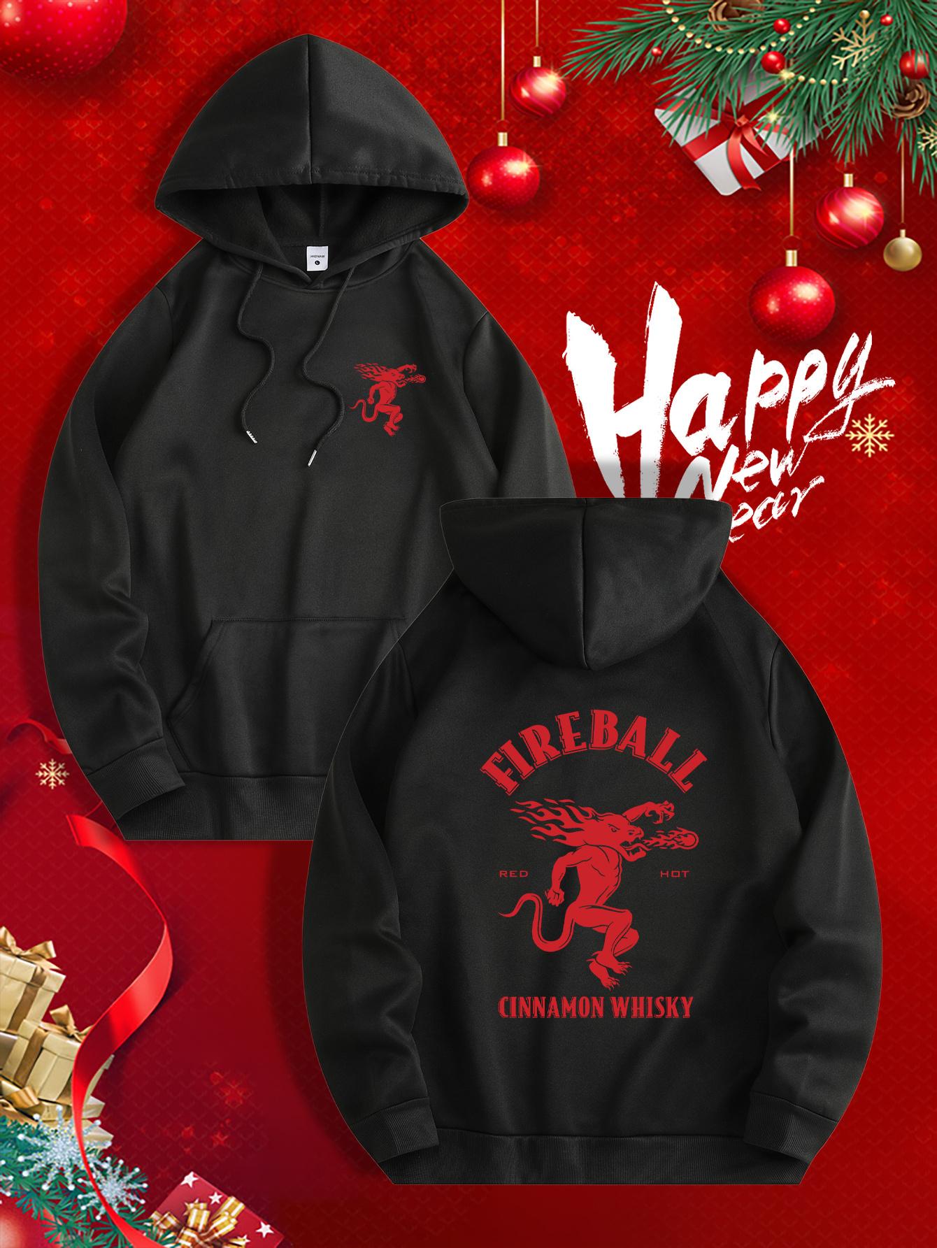 

Red Hooded Sweatshirt with Cartoon Dragon Graphic Pullover for Christmas Machine Washable Comfortable Fit hoodie hoodie 3XL