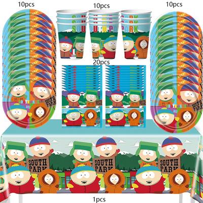 51pcs South Park Theme Party Tableware for Birthday Decorations-10 Guests