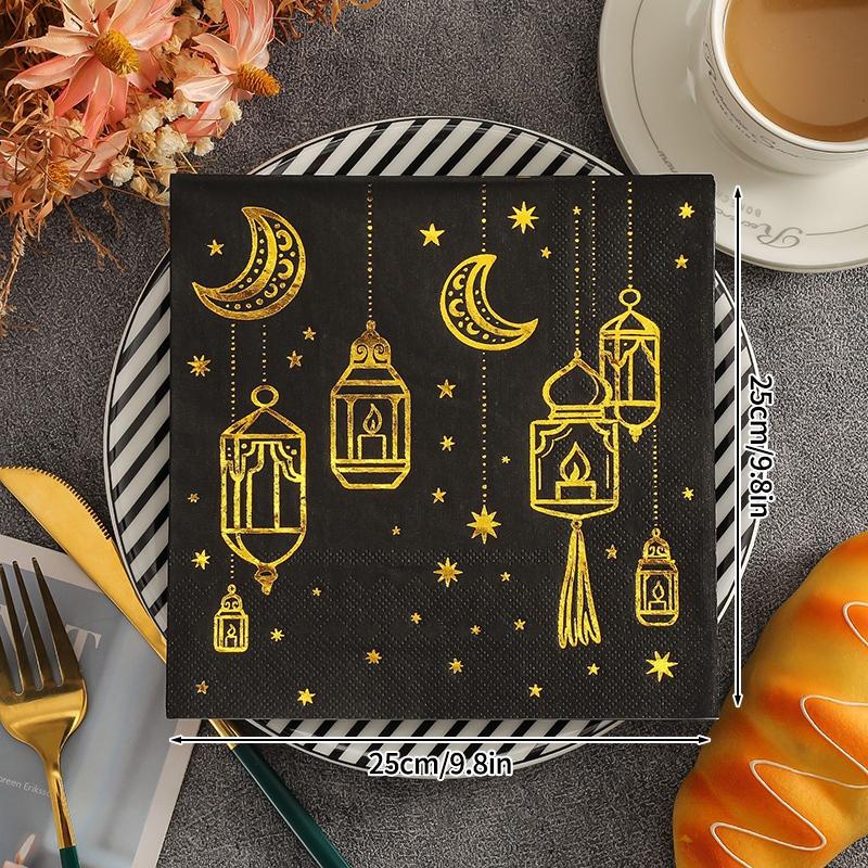 Ramadan Napkins Decorations  Eid Party Table Decoration Star And Moon Napkins Eid Dinnerware Eid Celebration Supplies