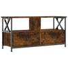 TV Stand in Smoked Oak Finish 90 x 33 x 45 cm Particleboard & Iron