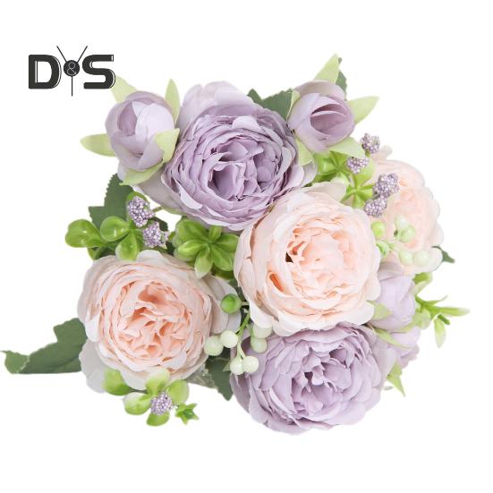 Artificial Peonies Bouquet 5 Heads Fake Flower Bouquet Realistic Faux Silk Flowers for Indoor Outdoor Home Party Decor Wedding