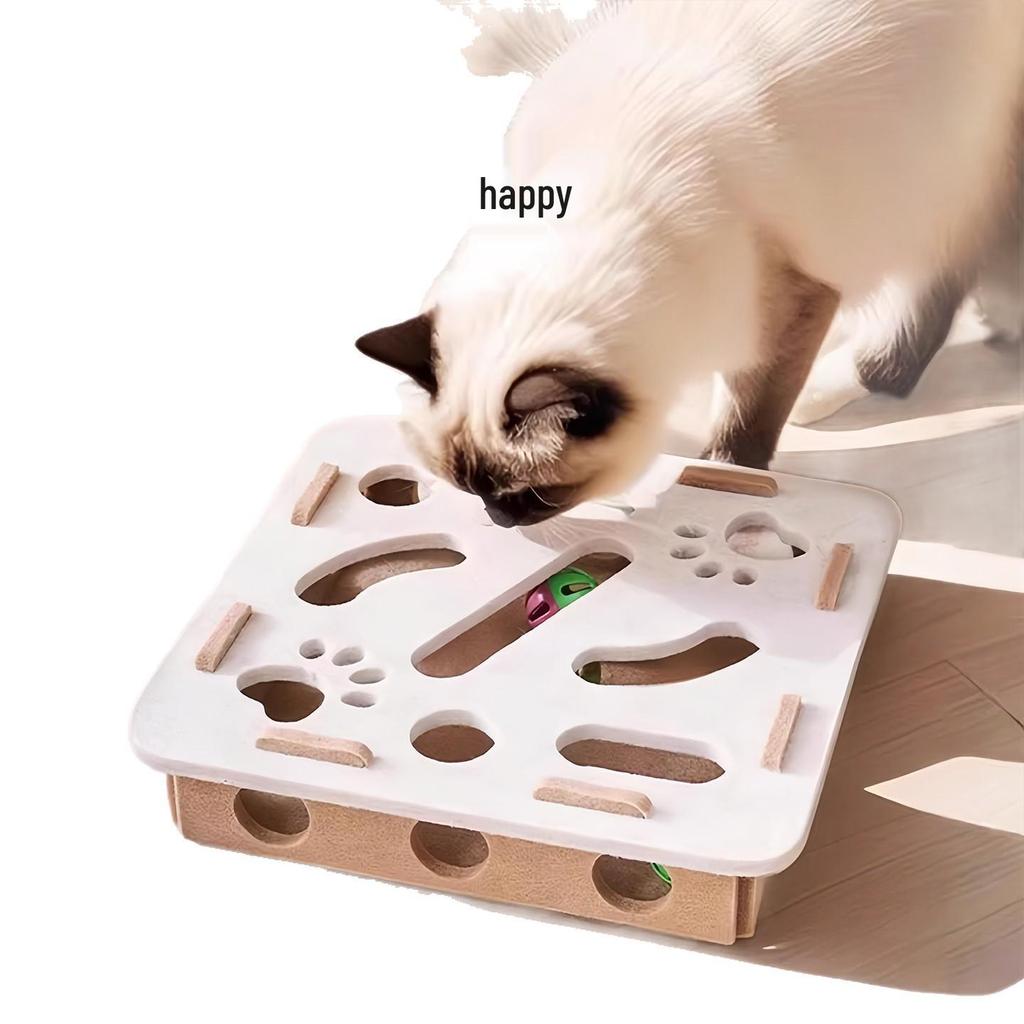 Cat Puzzle Box: Self-Play Boredom Relief Toy with Maze, Bell Ball, and Digging Holes