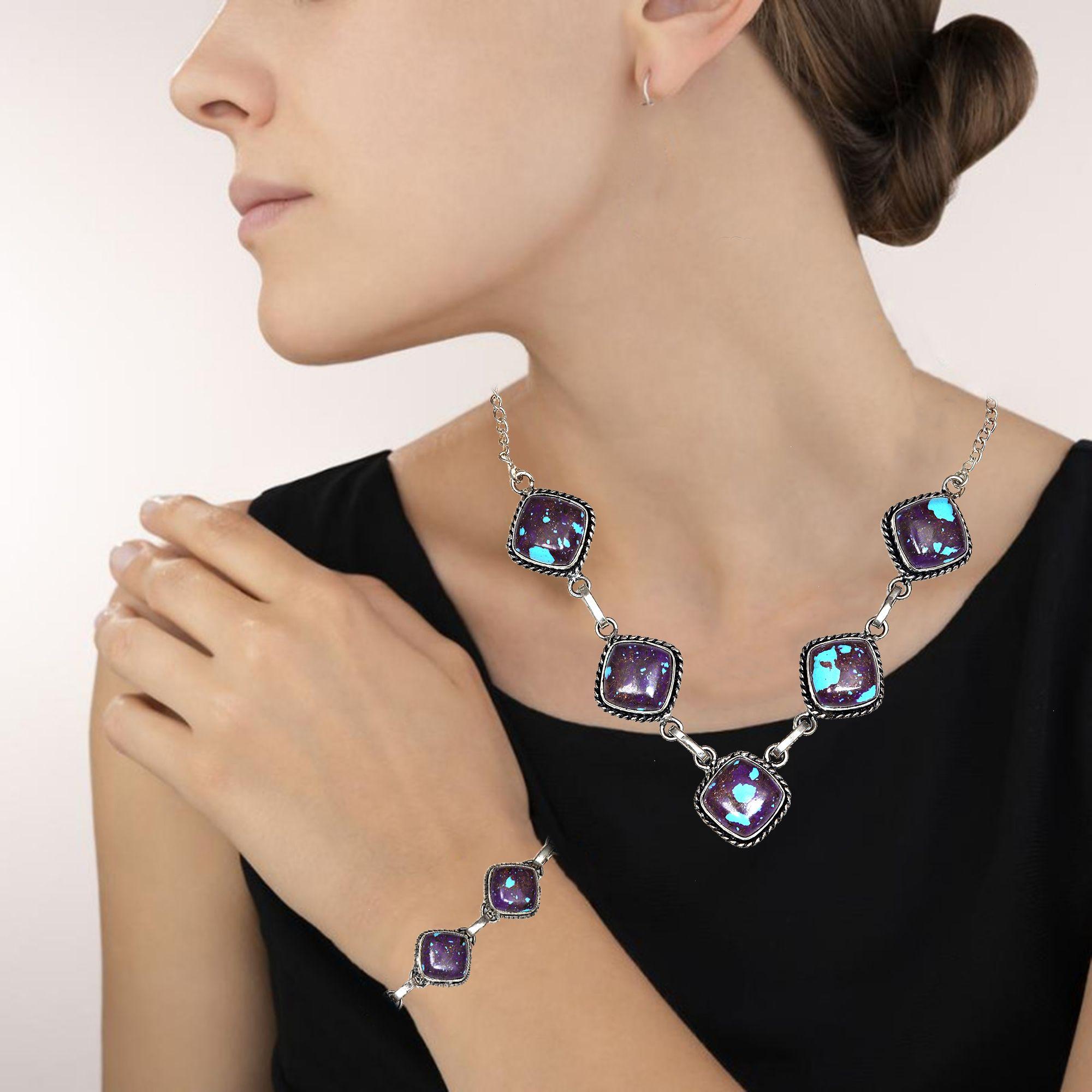 

Purple Turquoise Gemstone Unisex Women s Ethnic Jewelry Jewelry Set