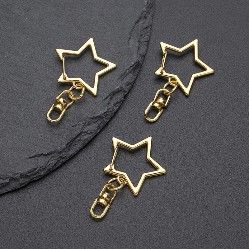 20 ks Klip na klíče ve tvaru hvězdy s pružinovým uzávěrem a řetízkem, závěsná přezka, otevřený spojovací kroužek a kovová otočná karabina pro DIY výrobu šperků