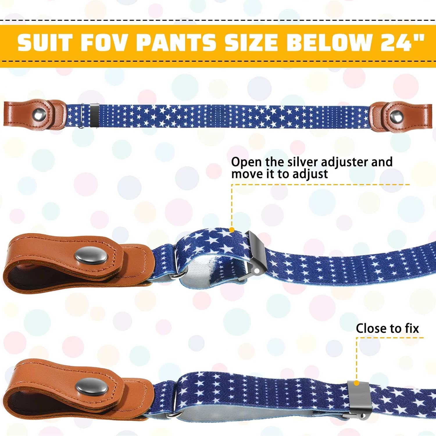 3 Pieces No Buckle Stretch Belts for Toddler, Adjustable Buckle-free Elastic Belt for Kids Boys and Girls, up to 24 Inch
