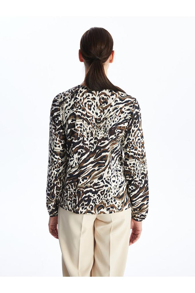 Bluzka damska LCW z kołnierzykiem wiązanym i długim rękawem