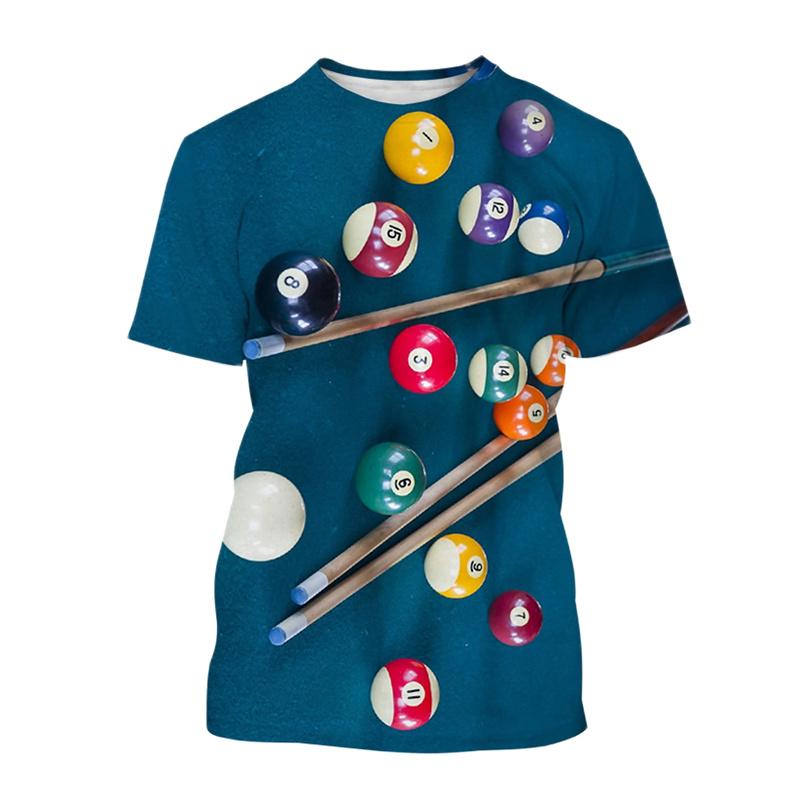 Módní kulečníkové 3D potištěné tričko pro muže, fitness trička do posilovny, dámské oblečení, streetwear, volná unisex trička, topy