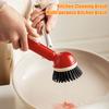 Pot Brush Tough Bristles Ergonomic Grip Long Handle Kitchen Cleaning Brush with Built-in Detergent Dispenser Cutlery Stove Sink Cleaning Tool