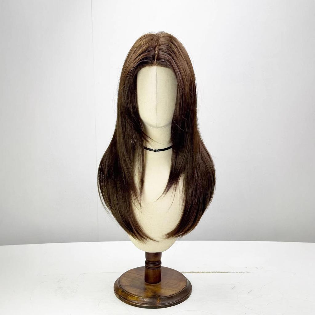 QianSi JiaRen Women's Wig with Imitation Hand-Tied Large Scalp, Lace, Windproof Buckle for Thickening and Full Head Coverage; No Wig Cap Needed.