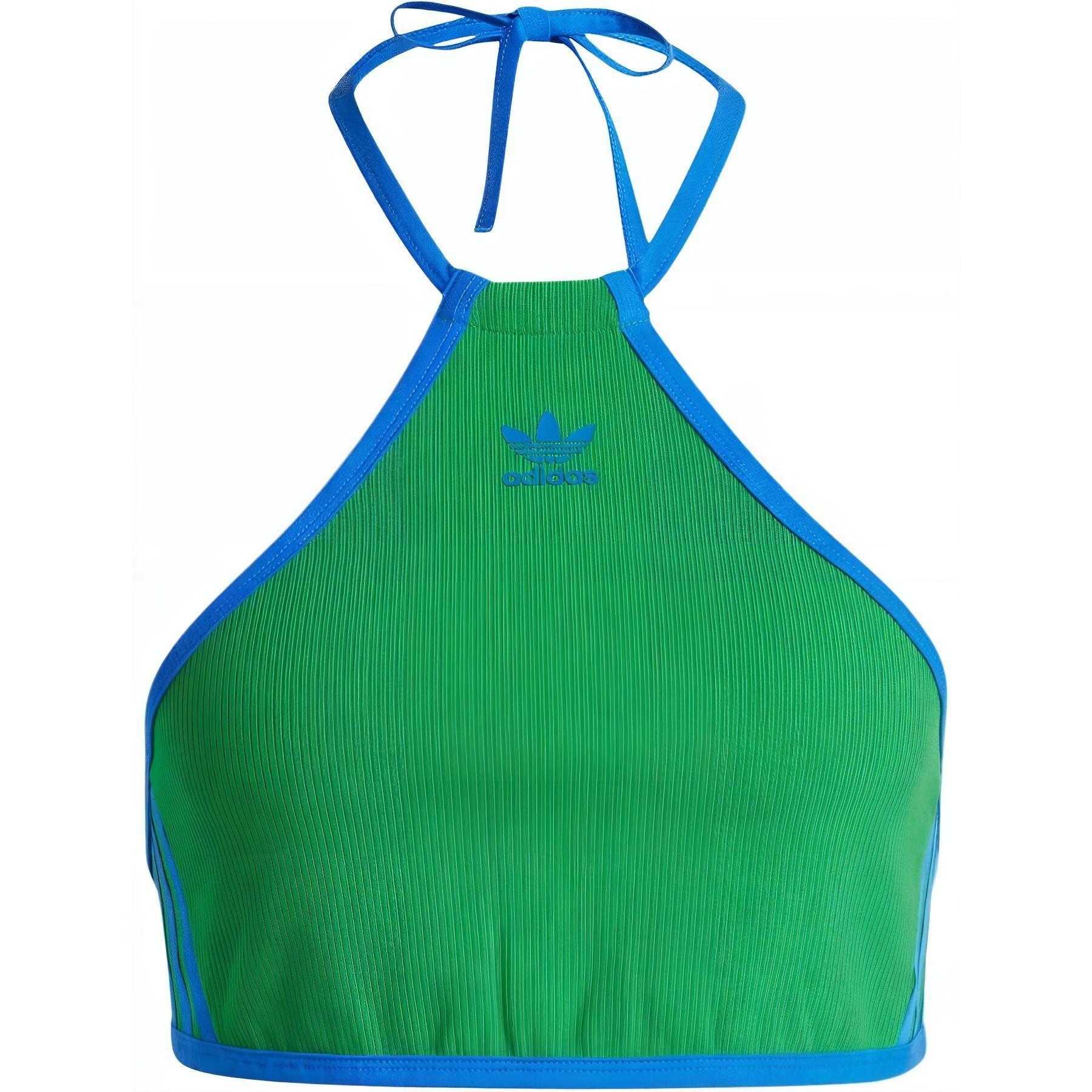 (WMNS) adidas Originals Rib Neck Halter Top Asia Sizing Green Blue Women s JH0613 L