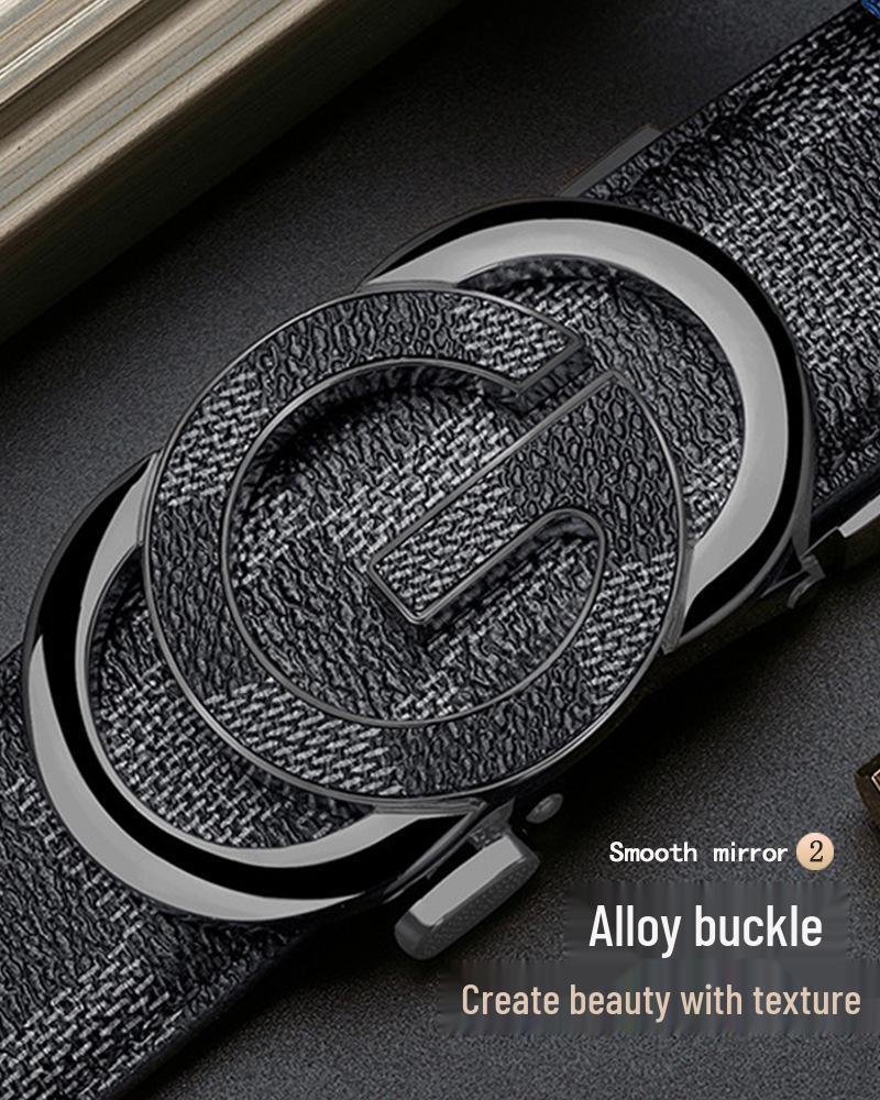 Men's Genuine Leather Belt with G Letter Automatic Buckle - Trendy Business Style for Young Men