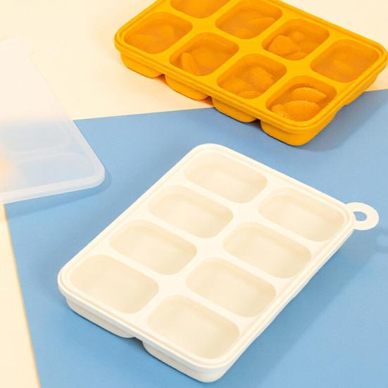 Silicone Ice Cube Tray with Lid 8 Cavities Easy Release Summer Refrigerator Cocktail Whiskey Ice Maker Press Mold Kitchen Supplies