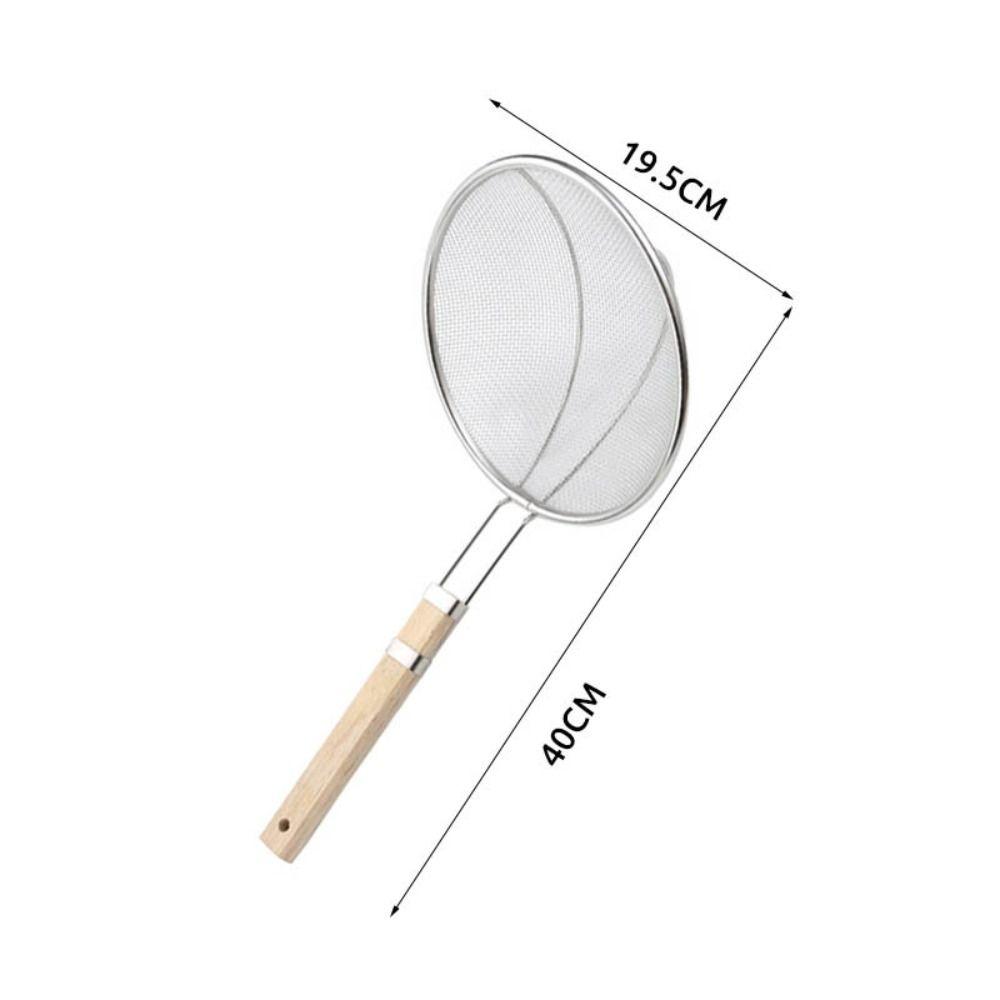 Stainless Steel Flour Filter Screen Soybean Milk Snack French Fries Wood Handle Fine Mesh Strainer Household Cooking Spoon