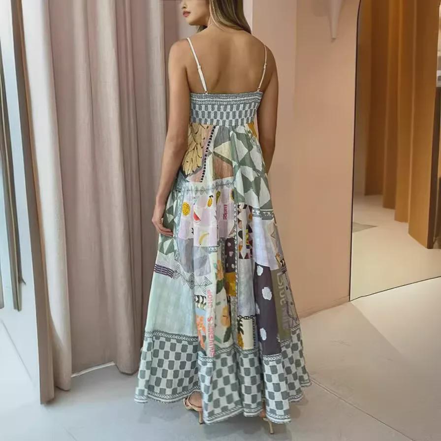 2024 Léto Sexy Dámské Malované Potisk Rozšířené Letní Šaty