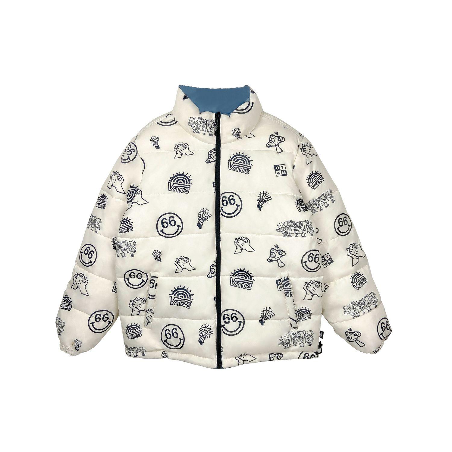 Vans Off-White Graffiti Print Reversible Stand Collar Insulated Puffer Jacket VN0A5F6YHKC M