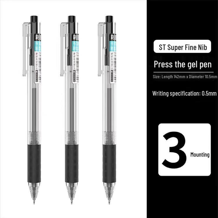 

ST Brush Tip Gel Pen 0.5mm, Carbon Black, Water-Based, Push-Action Ballpoint Pen. 0.5mm