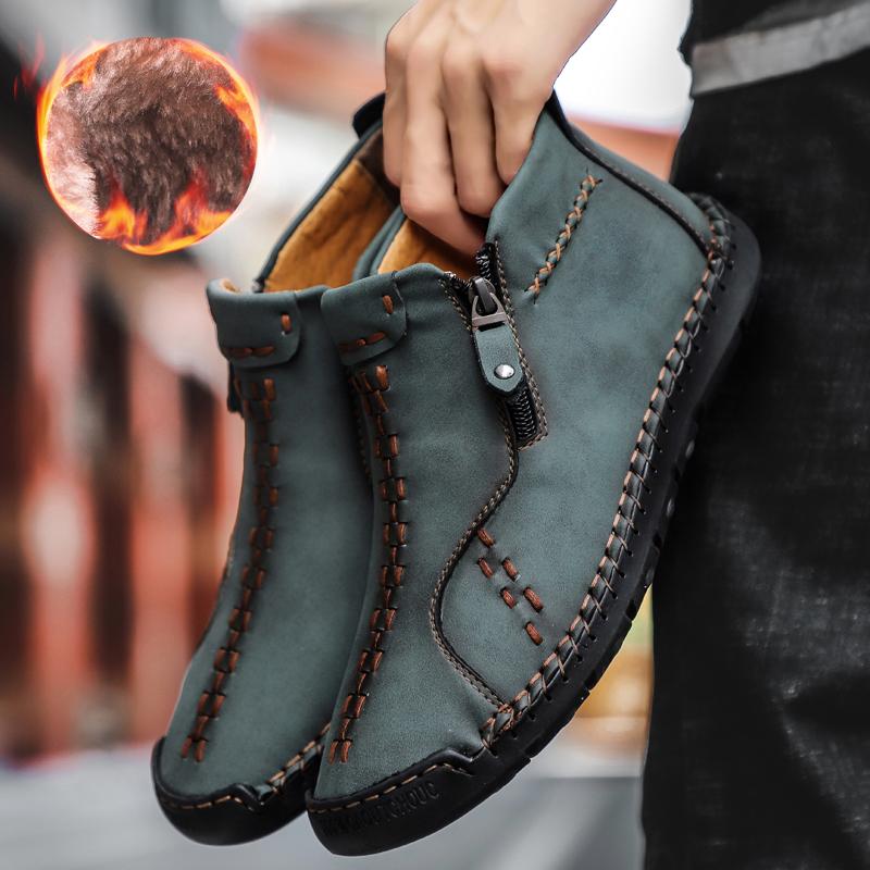 Mens Large Size Handmade Genuine Leather Men Boots Comfortable Ankle Boots for Men Casual Shoes Autumn Winter Men Shoes