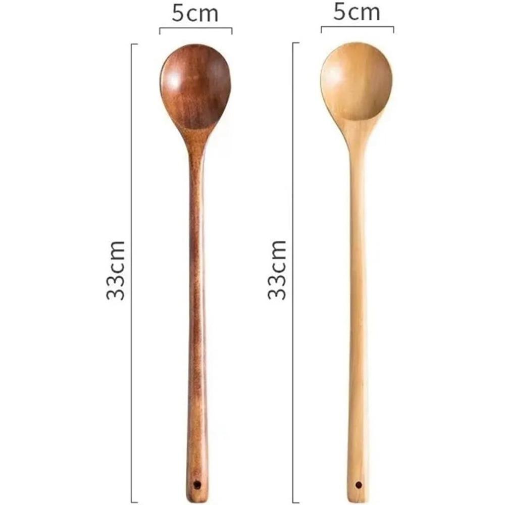 1 Pack Long Handle Wooden Spoon Wooden Stirring Spoon Stirring Cooking Wooden Spoon Wooden Extended Spoon Kitchen Soup Spoon