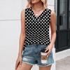 Ärmelloses V-Ausschnitt Freizeit-Top für Damen mit geometrischem Patchwork-Print Lockere Passform Leichtes Tanktop