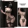 Erotic Lingerie Pure Passion Leopard Print Uniform Three-point All-in-one Dress Hot and Sexy Passionate No-tugging Flirtation Se