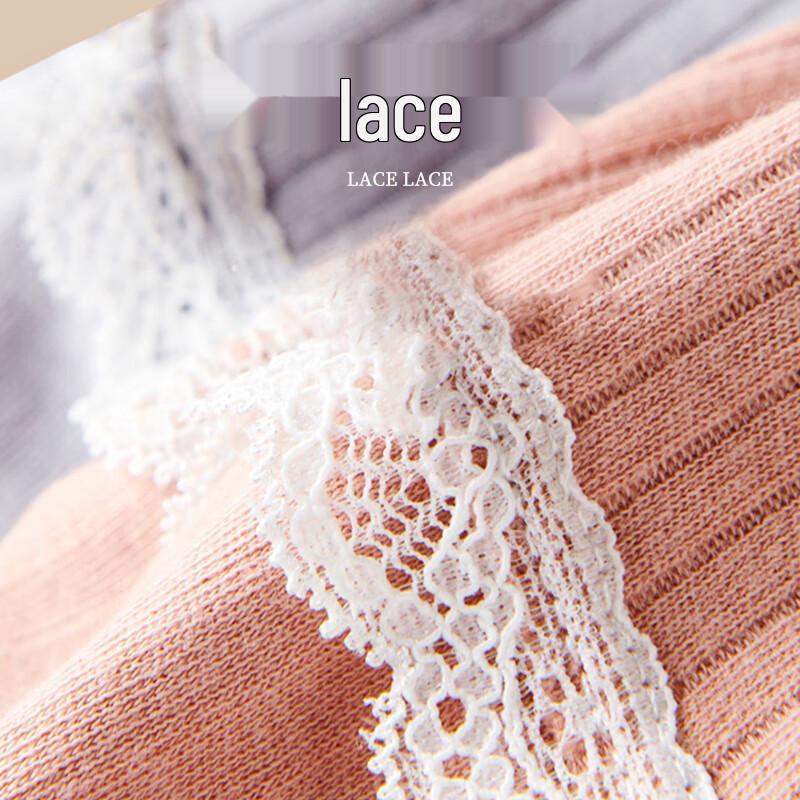 LANGSHA Women's Slim-Fit Striped Lace Thermal Underwear Set