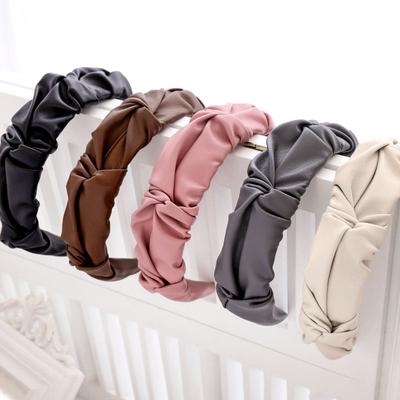 Épingle à cheveux pour filles, accessoires pour cheveux, bandeau plissé en cuir Pu, à la mode