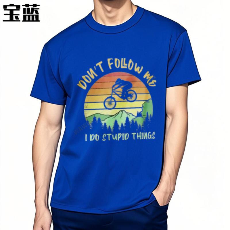 Dont Follow Me I Do Stupid Things Biking  Mountain Biker TShirt Aesthetic Clothes Oversized TShirts Mens Plain TShirts