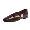 Fashion Low-heeled Single Shoes Autumn New Square-toe Shallow-mouth One-band Anti-slip Wear-resistant Low-top Shoes
