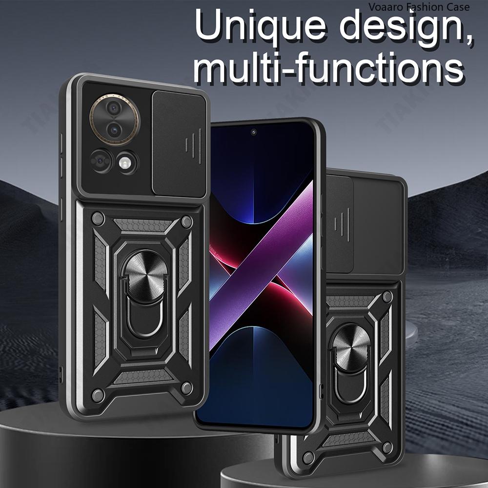 Slide Lens Camera Protection Armor Funda for Huawei Nova 13 Pro Case Magnetic Ring Stand Cover for Huawei Nova 13 12 5G Case