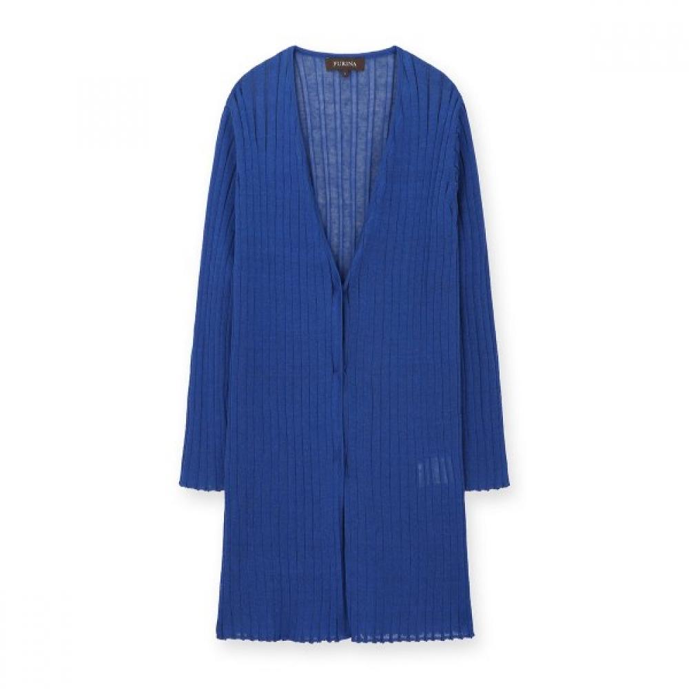 Furina Linen Poly Stripe Cardigan Lucien Blue/M (90)