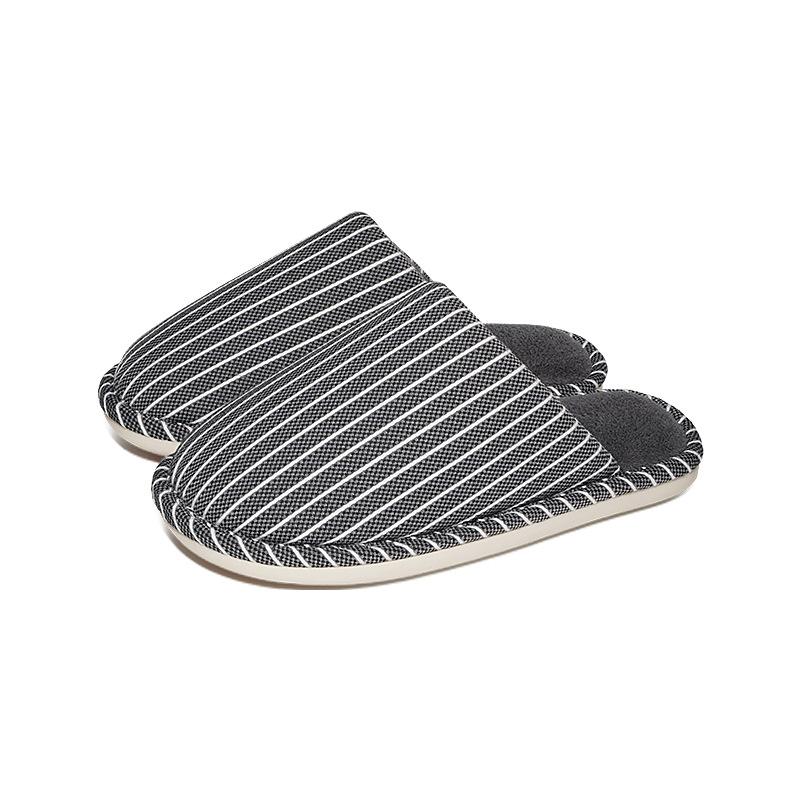 Fury Slippers Autumn and Winter Home Anti Slip Striped and Plush Warm Cotton Slippers