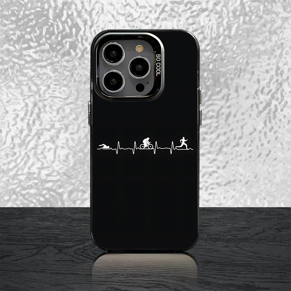 

Triathlon Swim Bike Run Tri Life Phone Case For iPhone 16,15,14,13,12,11,Pro,Max,Plus,Mini,SE Black Candy Matte Shockproof Cover iPhone12