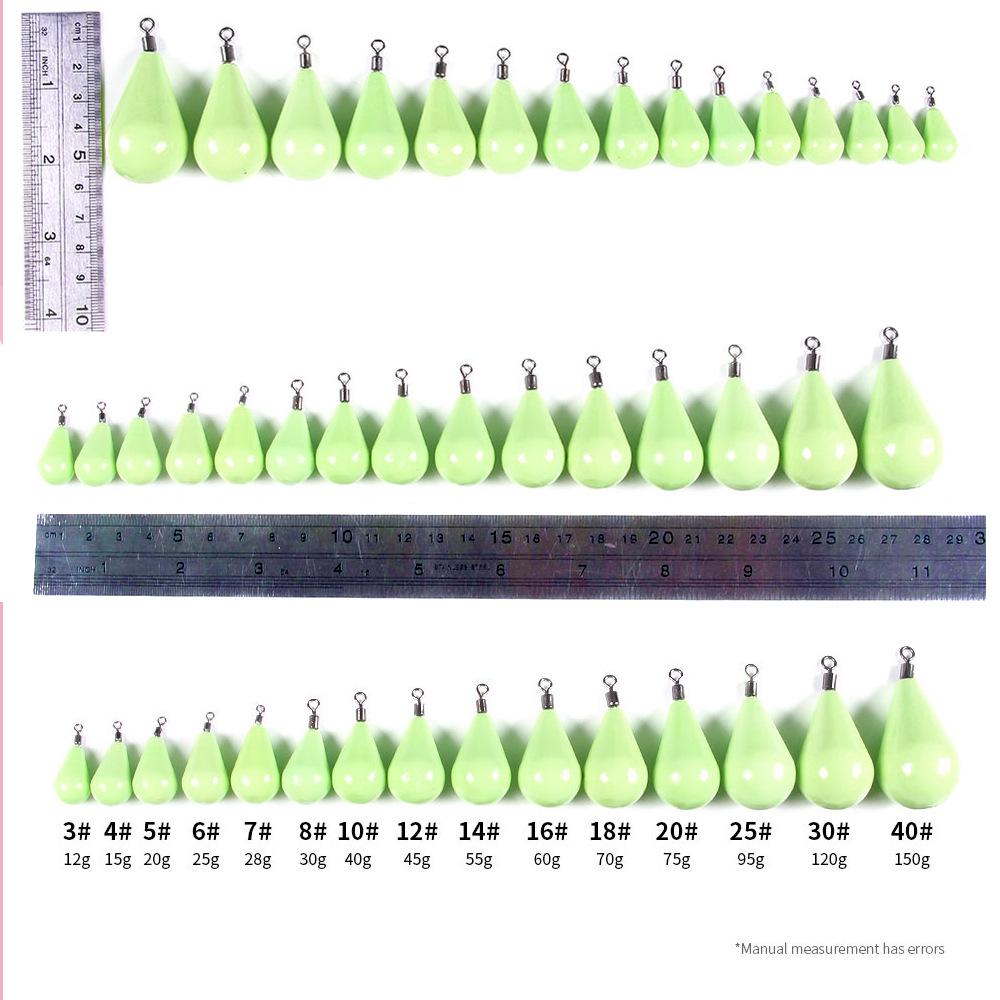Hengjia Luminous Teardrop Fishing Weights 12G-150G - Glow-in-the-Dark Surf and Float Fishing Accessories