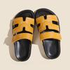 Su Yinyin's Second Uncle Slippers of the Same Style, Women Wear Ugly and Cute Leather H Slippers, Five-pointed Star Velcro One-word Drag Women