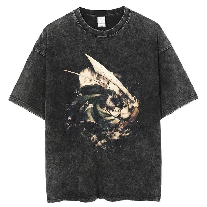 

Attack On Titan Anime T Shirt Mikasa Ackerman Graphic Print Trendy Unisex Short Sleeve T Shirt Harajuku Washed Cotton T Shirt S